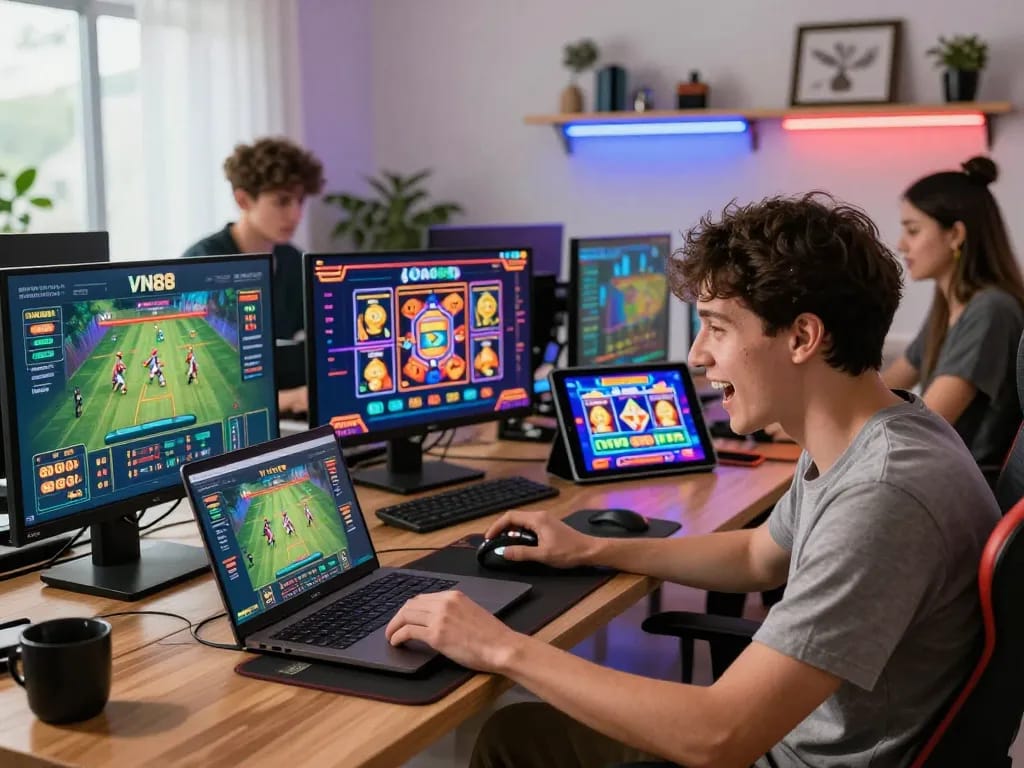 Engaged players exploring diverse betting options on VN88's online platform.