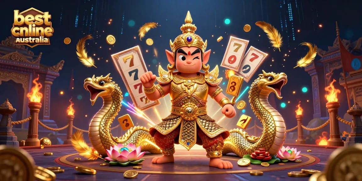 Engage in thrilling gaming at the best online casino Australia with a vibrant 3D scene featuring lively characters.