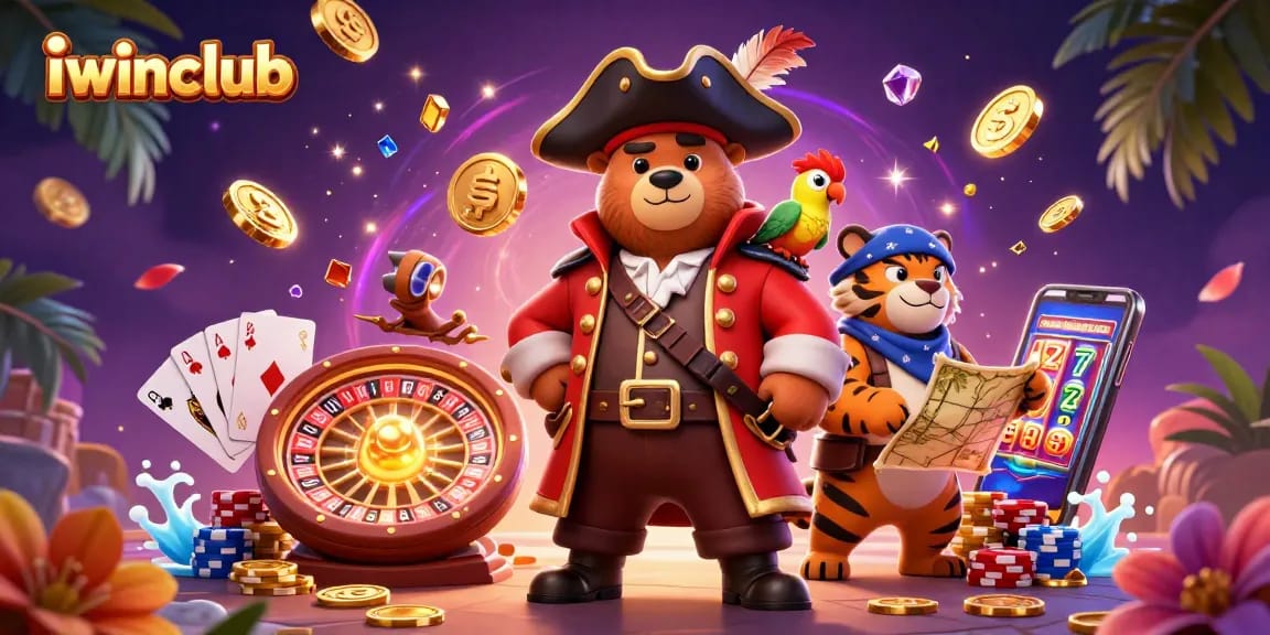 Spin and win with iwinclub: Join the pirate captain and friends in this colorful casino adventure.