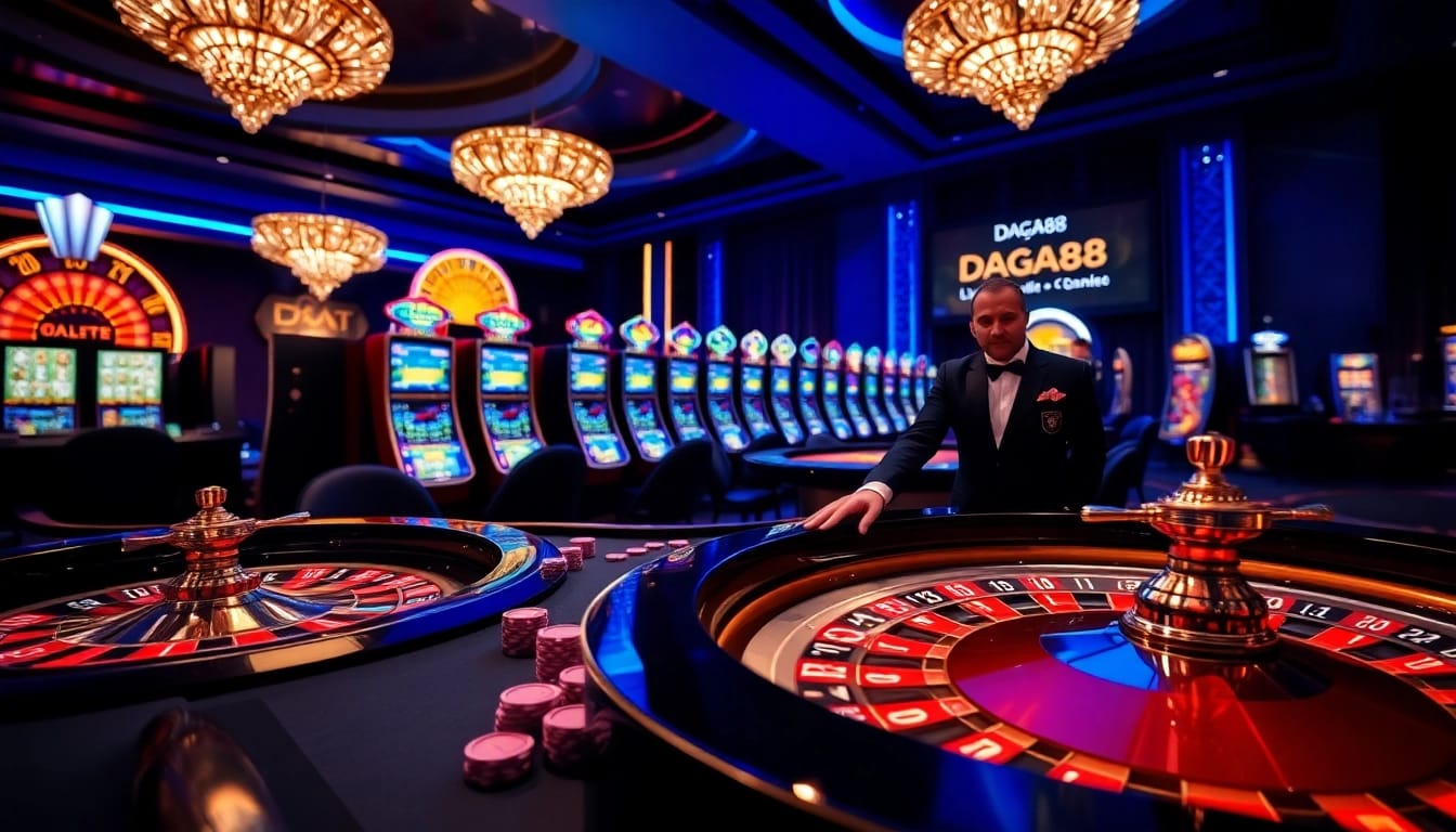DAGA88 features an exciting casino atmosphere with vibrant games and betting options.