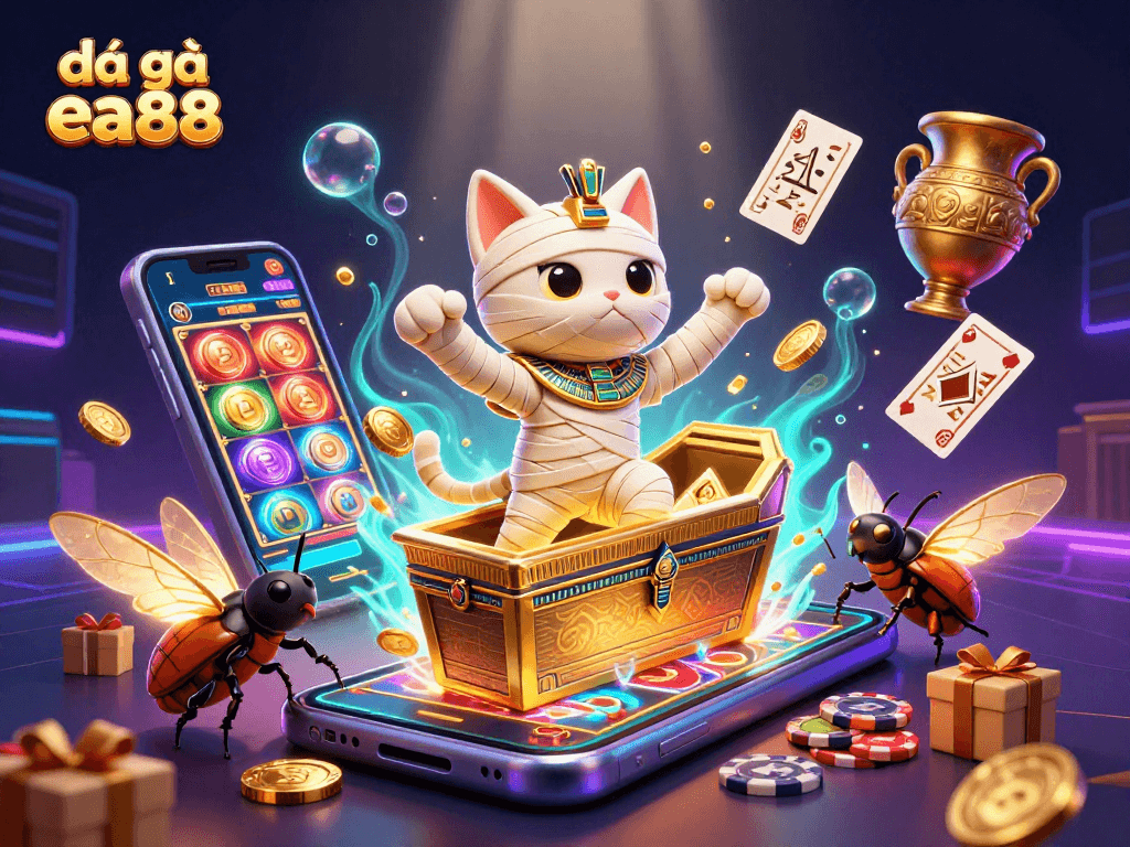 Engage in exciting đá gà ea88 gameplay with this vibrant illustration of the pyramid casino scene.