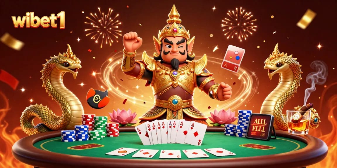 Experience thrilling poker moments with wibet1's vibrant online casino gaming scene illustrated in exquisite detail.