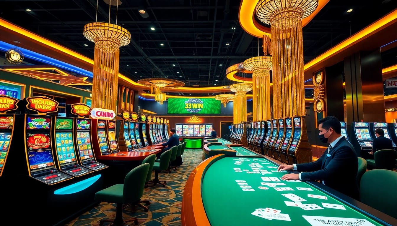 Engage with the thrilling world of 33WIN as players enjoy vibrant casino games and elegant tables.