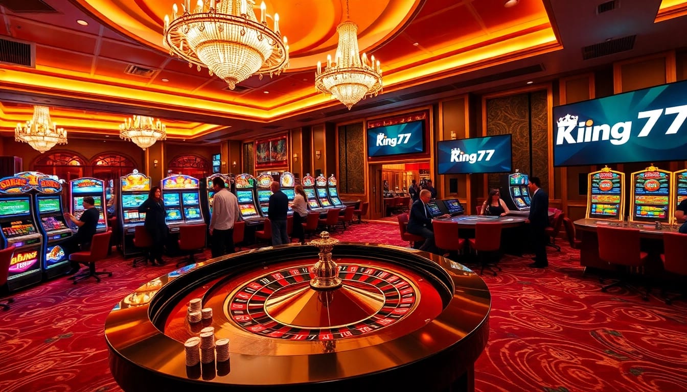 Enthusiastic players engage with gaming tables at the luxurious King79 casino experience.