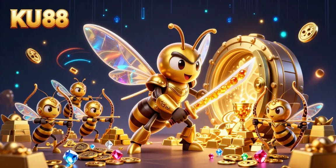 Engage with to uncover the vibrant energy of KU 88's spectacular treasures in a dynamic casino-themed scene.