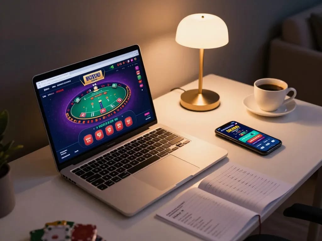 Engaging online gaming scene showing a person at trang chủ 5699 interacting with live dealer blackjack on their laptop.