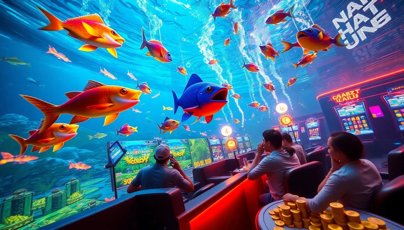 Engaging players in bắn cá đổi thưởng with vibrant underwater visuals and dynamic gaming action.