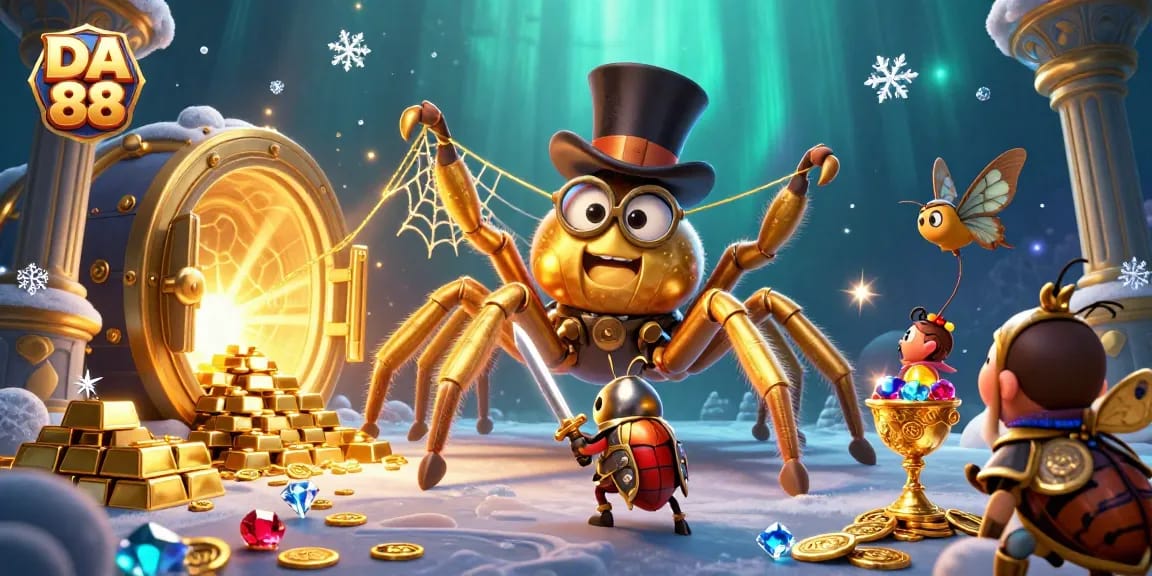 Experience thrilling casino adventures with DA 88 featuring a golden tarantula and beetle knight.