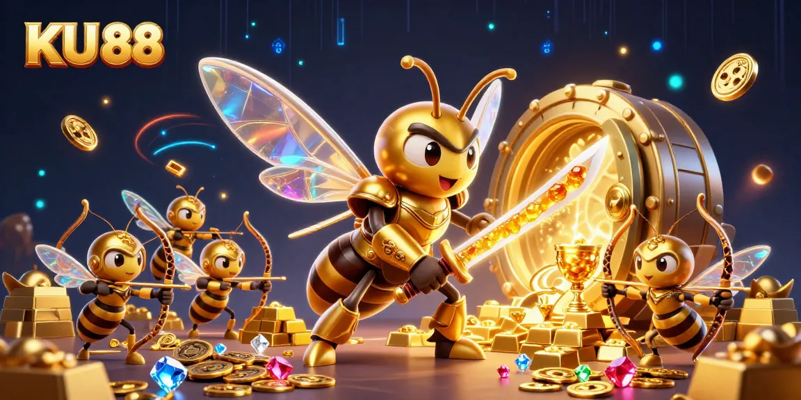 Engage with to uncover the vibrant energy of KU 88's spectacular treasures in a dynamic casino-themed scene.
