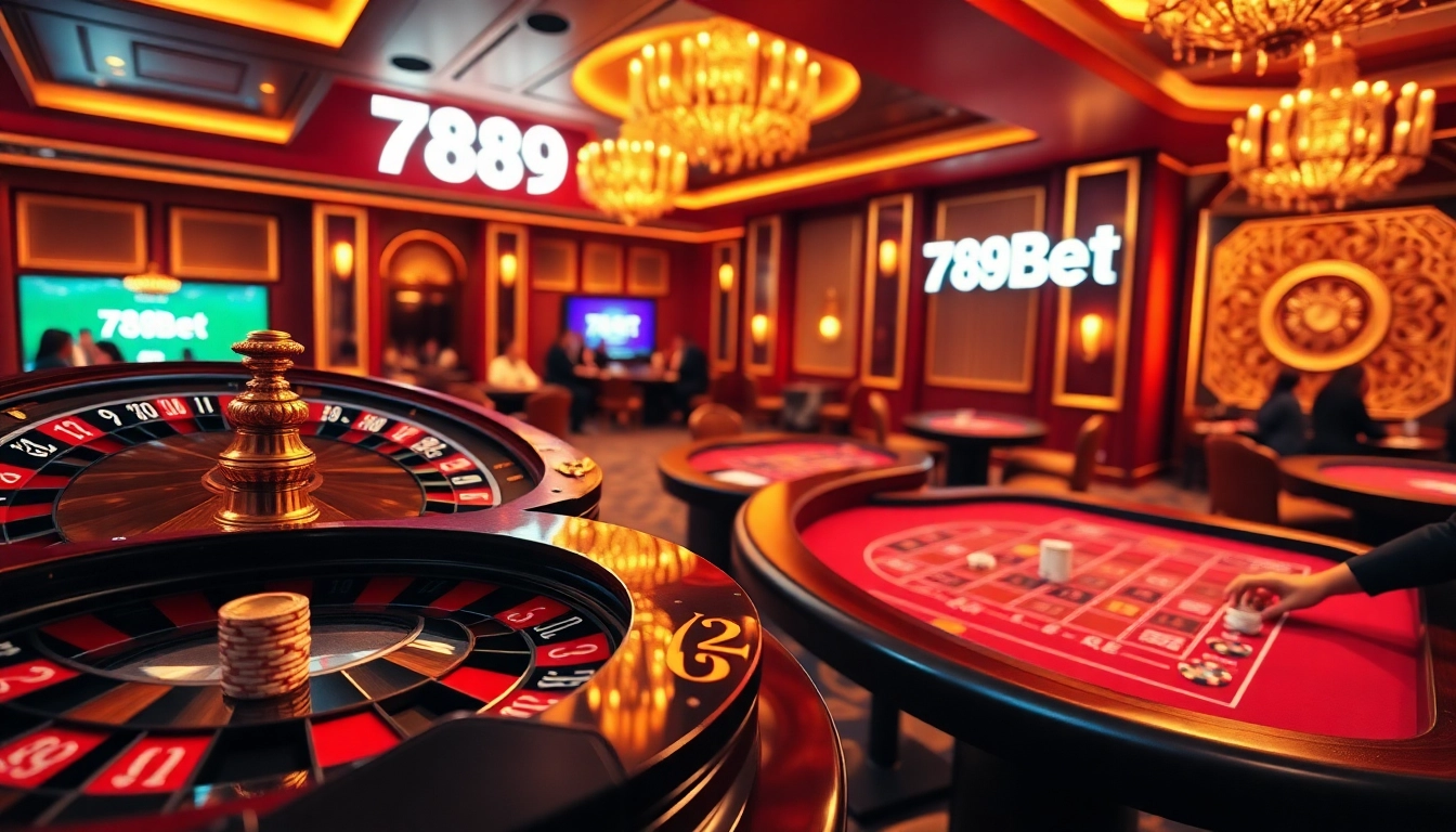 Players enjoying a thrilling game at 789BET's luxurious casino tables.