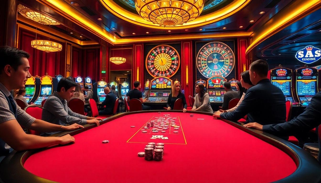 Experience the thrill of game 33win at an exciting casino table with vibrant chips and players.