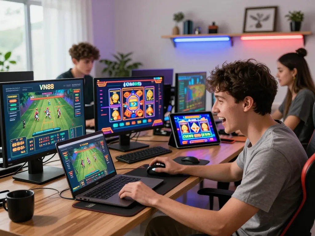 Engaged players exploring diverse betting options on VN88's online platform.
