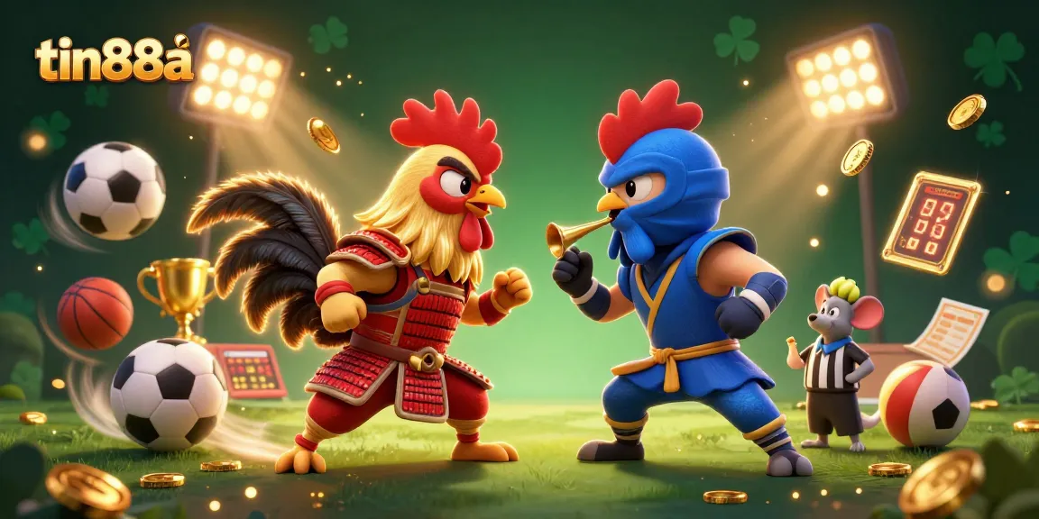 Engage with thrilling action at tin88a with dynamic twin 3D roosters in a gambling showdown.