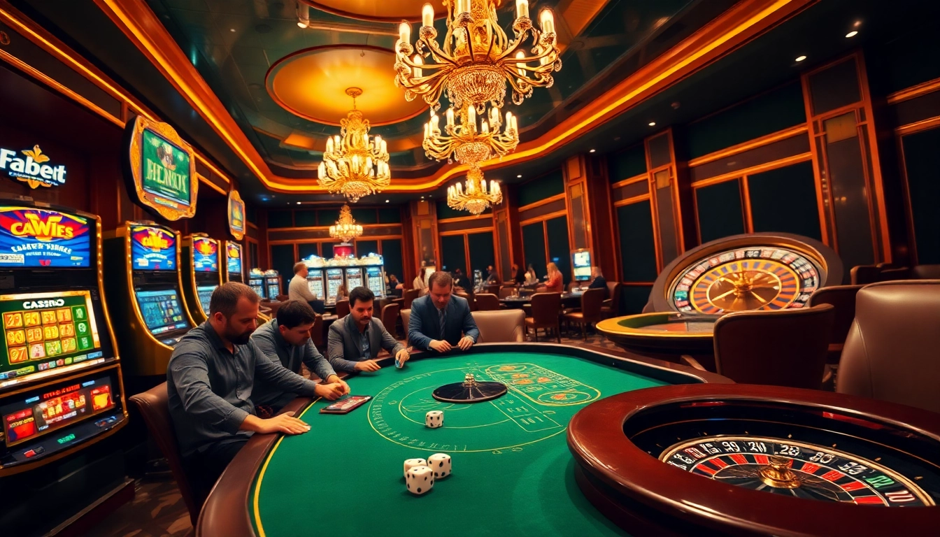 Experience high-stakes action at FABET’s elegant casino environment with poker and roulette.