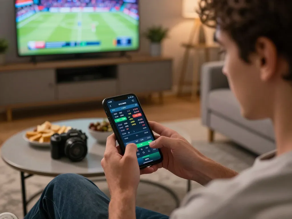 Betting on sports through an app on smartphone in a cozy setting, cloud-africa providing immersive online experiences