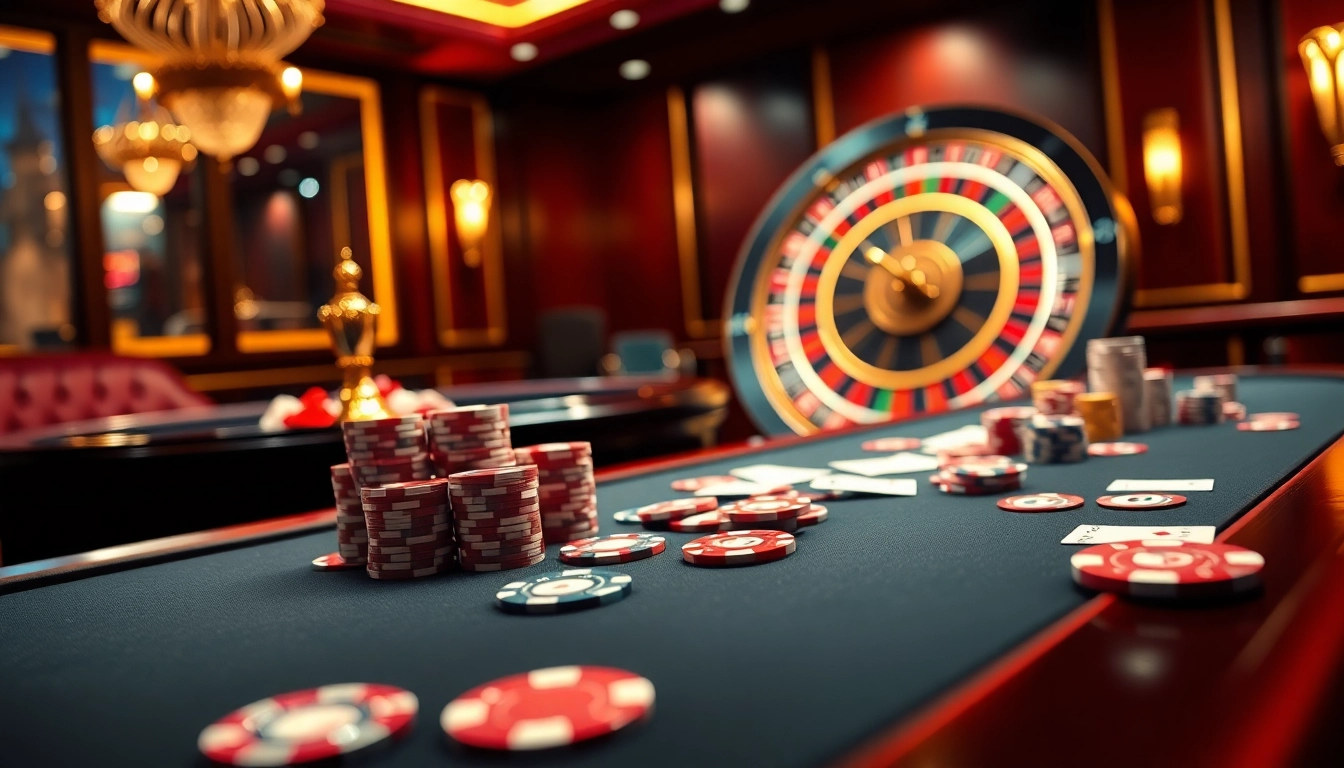 Experience thrilling gameplay at https://68vip.plus/ with vibrant casino visuals featuring poker and roulette.