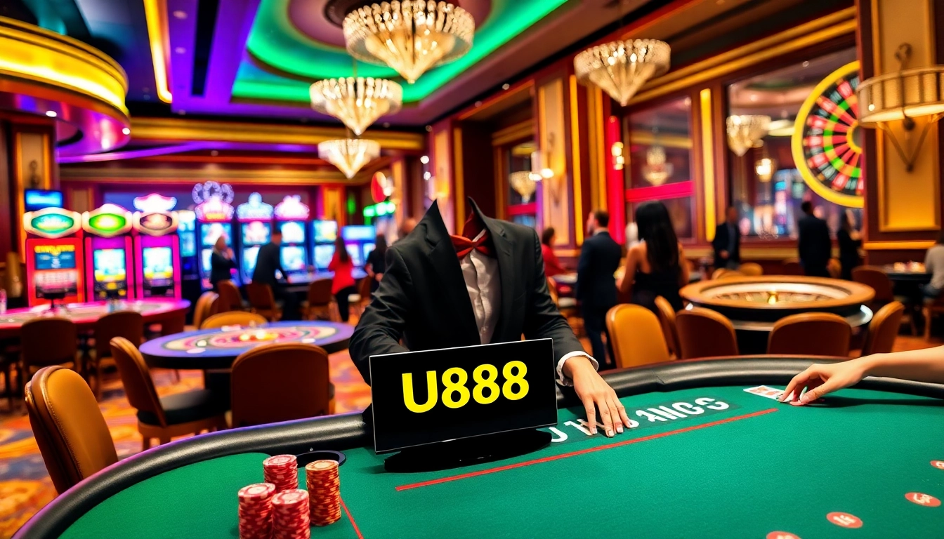 Experience thrilling games at U888 with vibrant casino tables and exciting atmosphere.
