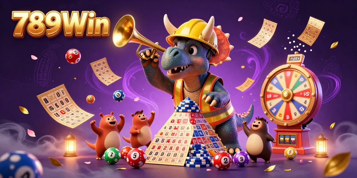 Experience the excitement of 789Win with a lively 3D scene featuring fun dinosaur characters and energetic gambling elements.
