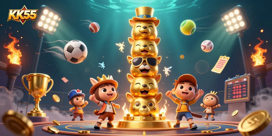 Engage in thrilling betting action at KK55's dynamic casino featuring vibrant 3D elements.