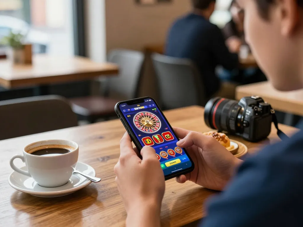 Khoảnh khắc chơi game trên di động hấp dẫn sử dụng ứng dụng Link 12bet cho trải nghiệm casino trực tuyến.
