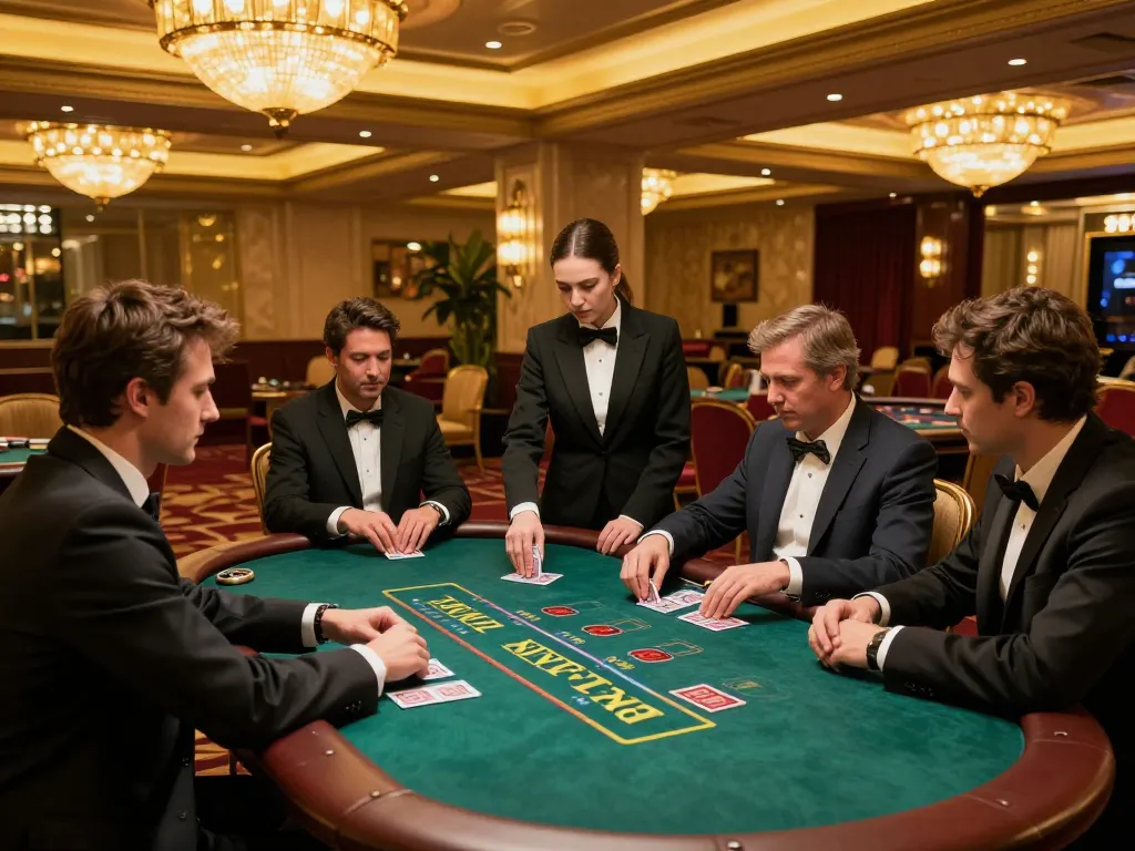 Players at F168 casino strategically betting at a blackjack table in an elegant atmosphere.