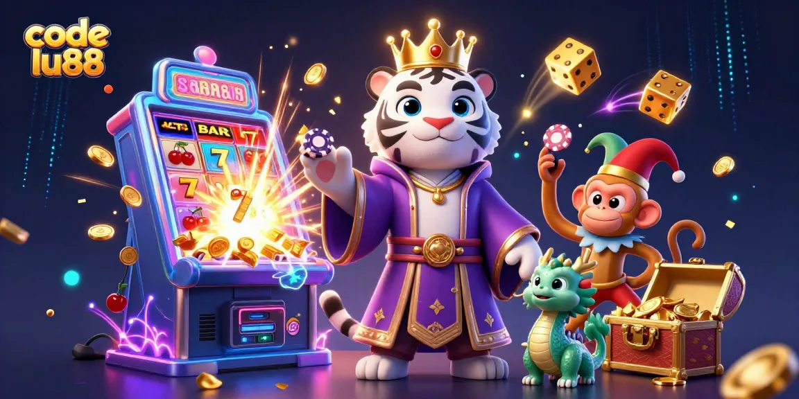 Spin the reels with code lu88 in a vibrant casino scene filled with excitement and energy.