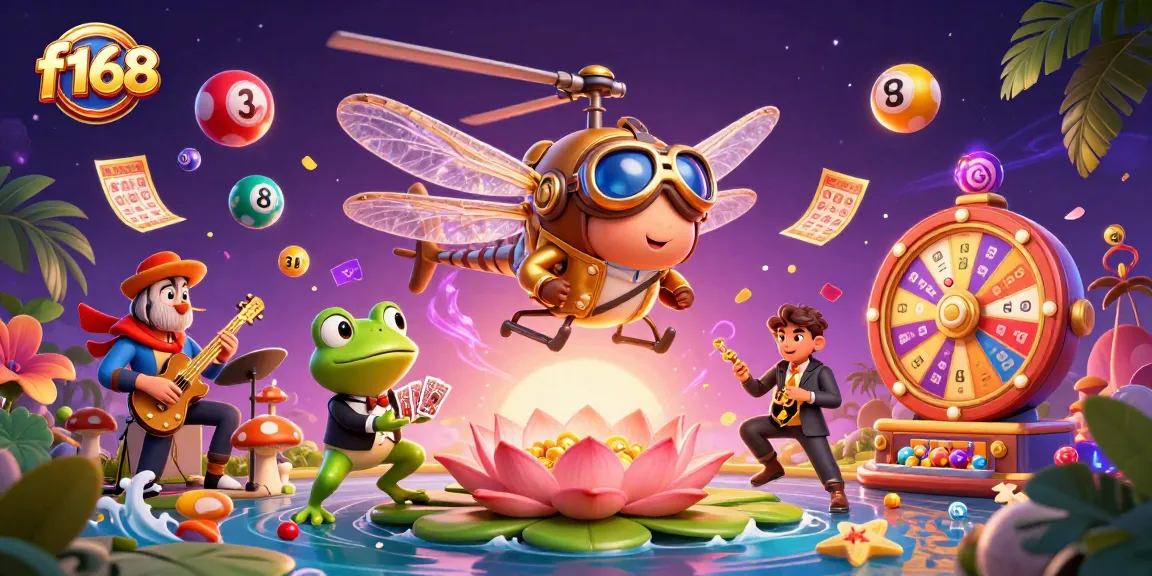 Engage with exciting f168 games in this vibrant 3D casino illustration featuring lively characters and elements.