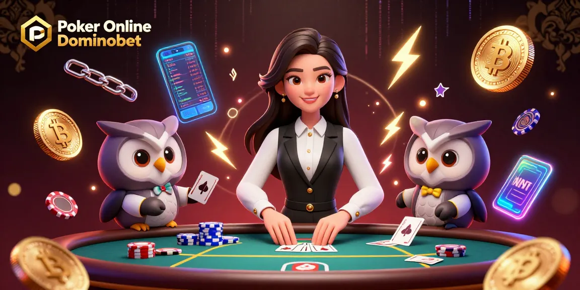 Bet on your skills at Poker Online Dominobet featuring engaging characters and vibrant elements.