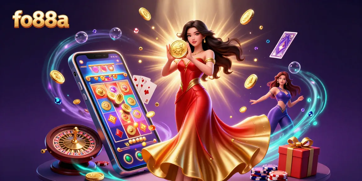 Spin the slots with fo88a in a vibrant 3D casino scene featuring golden coins and exciting game elements.