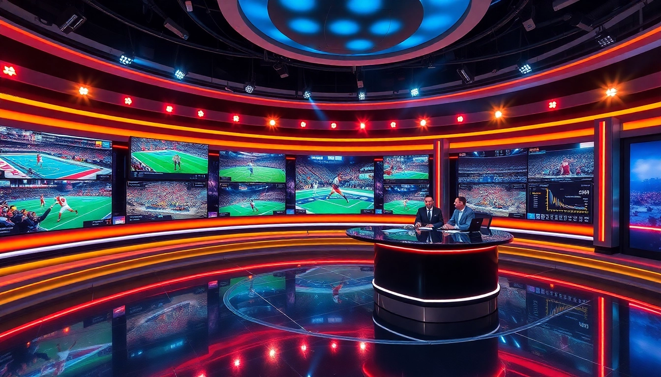 Engaging scene of sports broadcasting showcasing live events and energetic sports journalism.