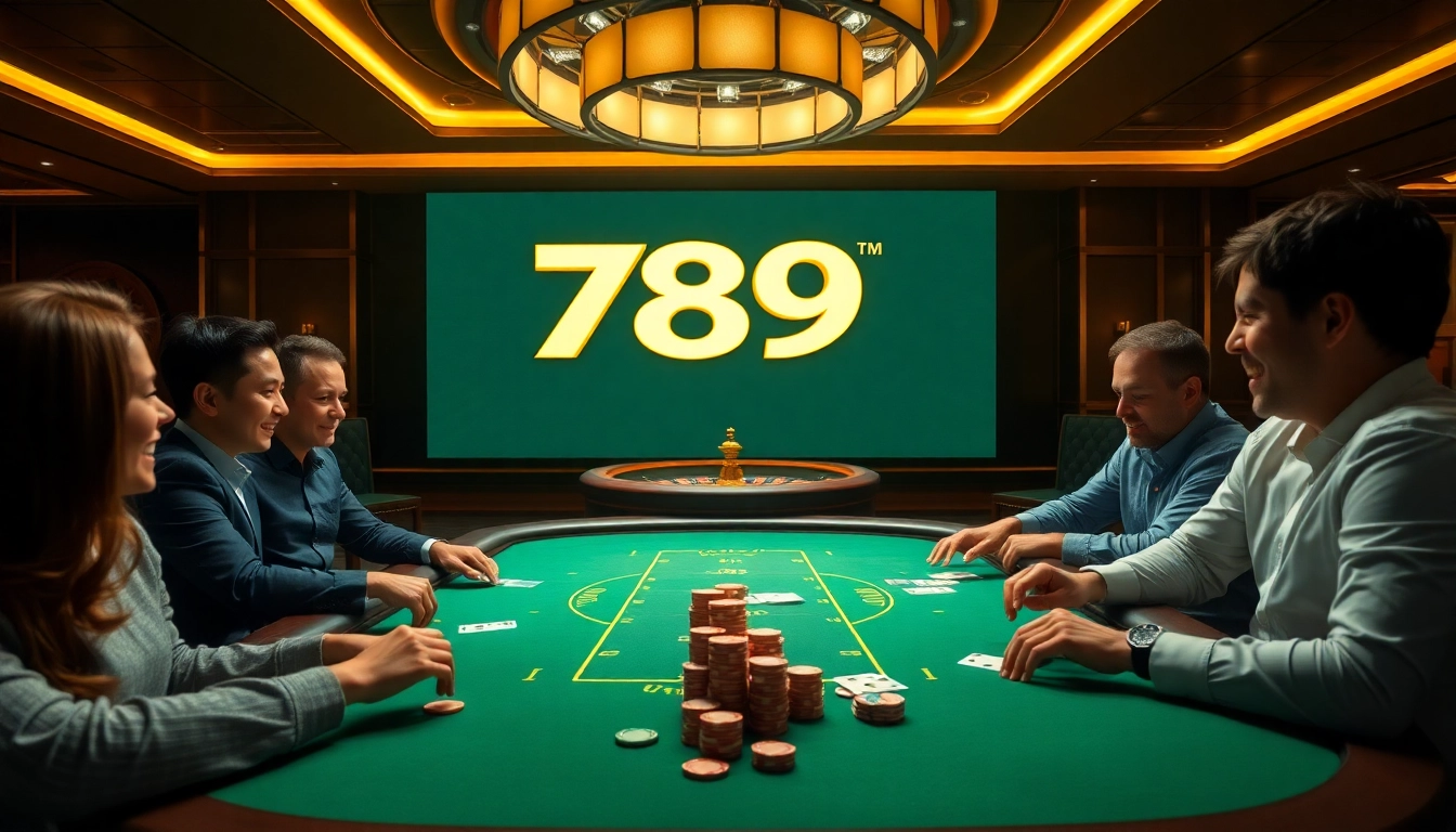 Exciting casino atmosphere featuring players enjoying poker at 789 win table.
