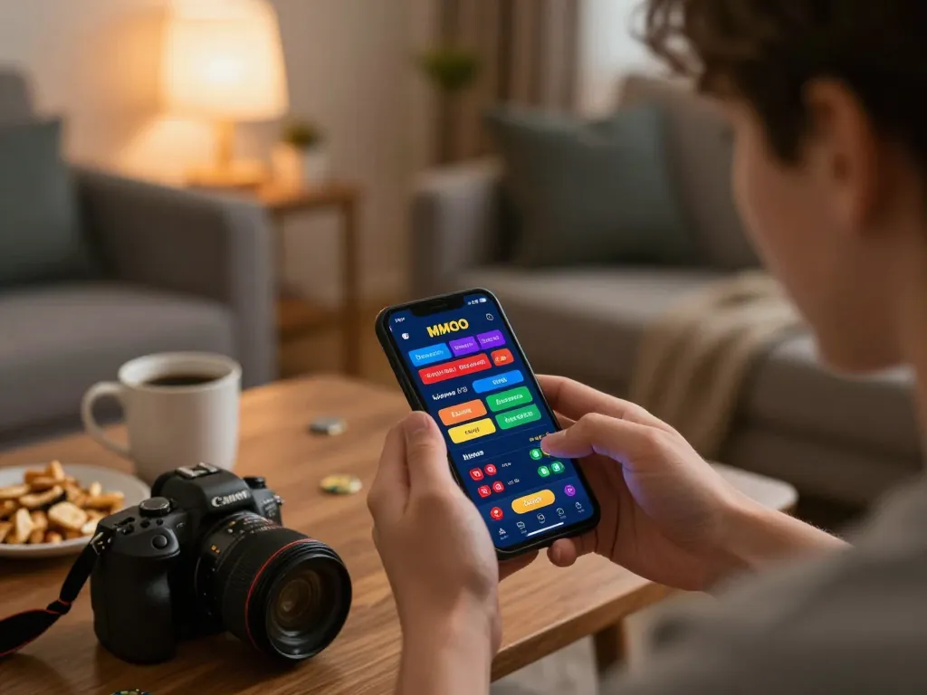 Engaging in mobile betting on the MMOO app in a cozy home setting
