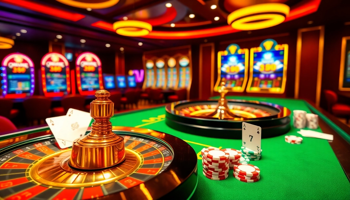 Experience the thrill of ĐĂNG NHẬP HAYWIN at a luxurious casino with vibrant gaming tables and exciting visuals.