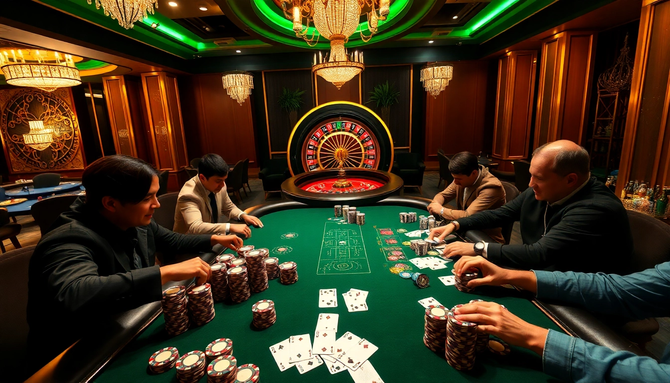 Experience high-stakes play with SX88 poker action at a luxurious casino table.