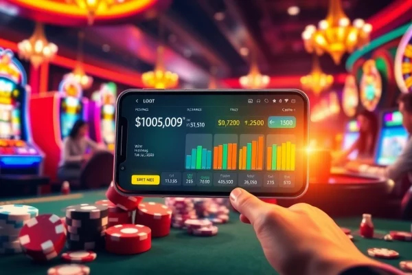 Engaging scene depicting the app Lô Đề interface amidst a lively casino atmosphere.