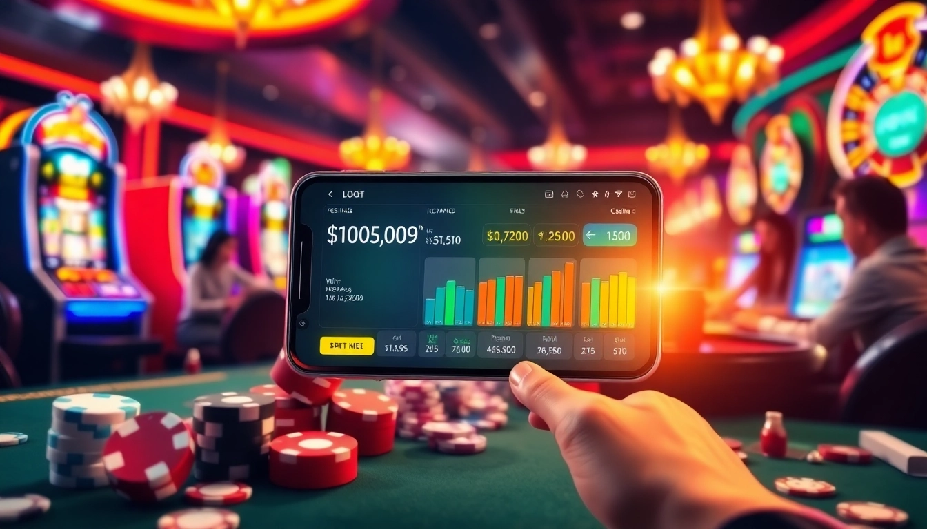 Engaging scene depicting the app Lô Đề interface amidst a lively casino atmosphere.