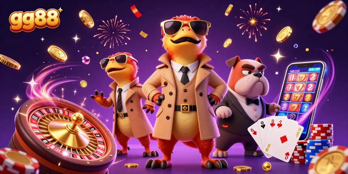 gg88 raptors in trench coat entering a VIP casino lounge amidst coins and gems